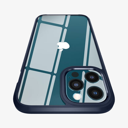 ACS02248 - iPhone 12 Pro Max Case Ultra Hybrid in navy blue showing the back zoomed in on camera lens