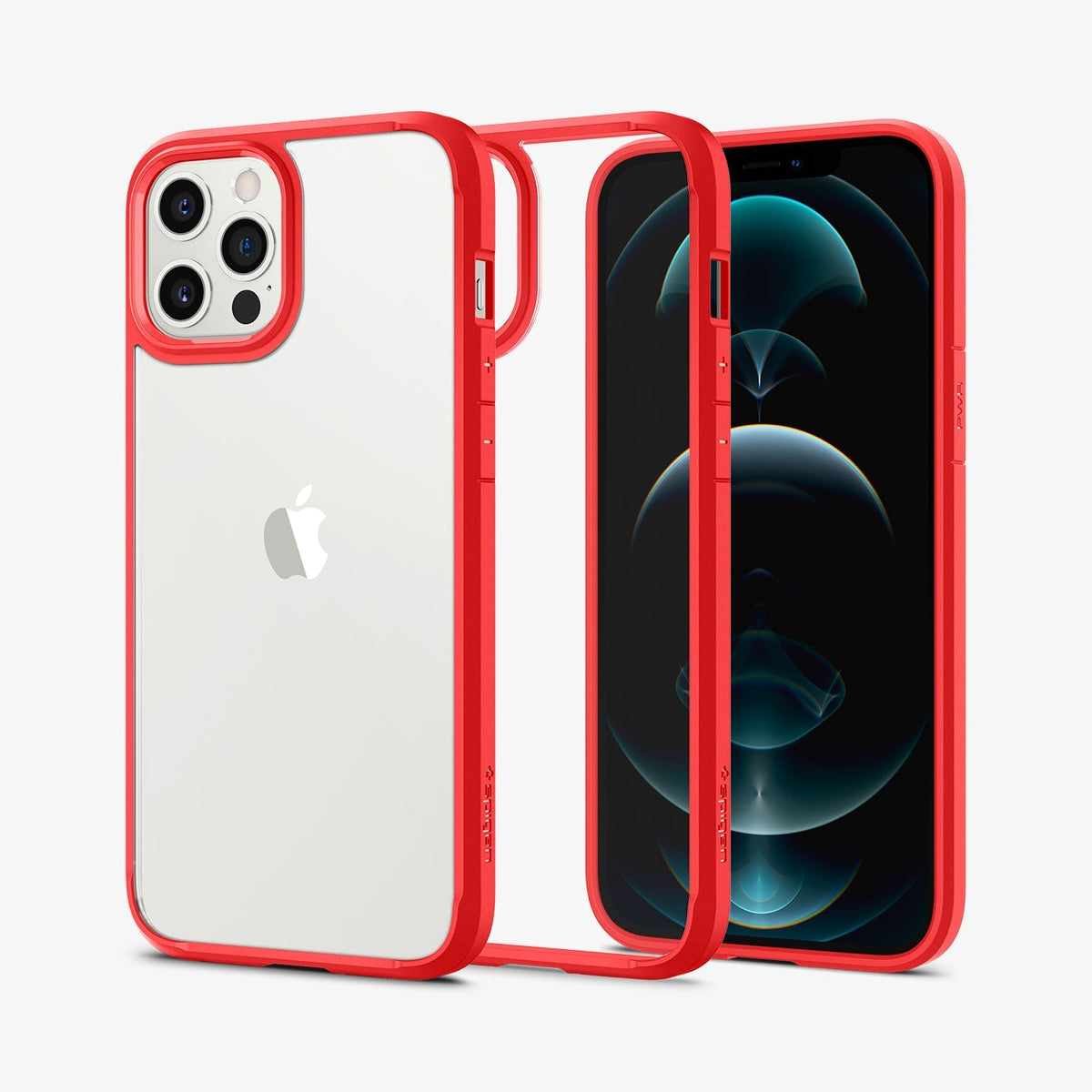 ACS01620 - iPhone 12 Pro Max Case Ultra Hybrid in red showing the back, inside and front
