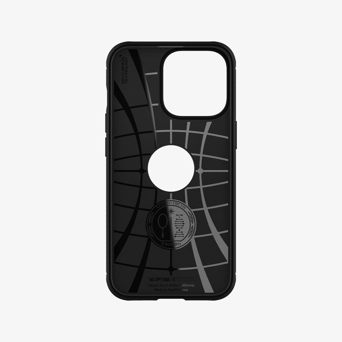ACS03257 - iPhone 13 Pro Case Rugged Armor in black showing the inside of case