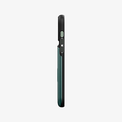 ACS04559 - iPhone 13 Pro Max Case Slim Armor CS in midnight green showing the side with volume controls