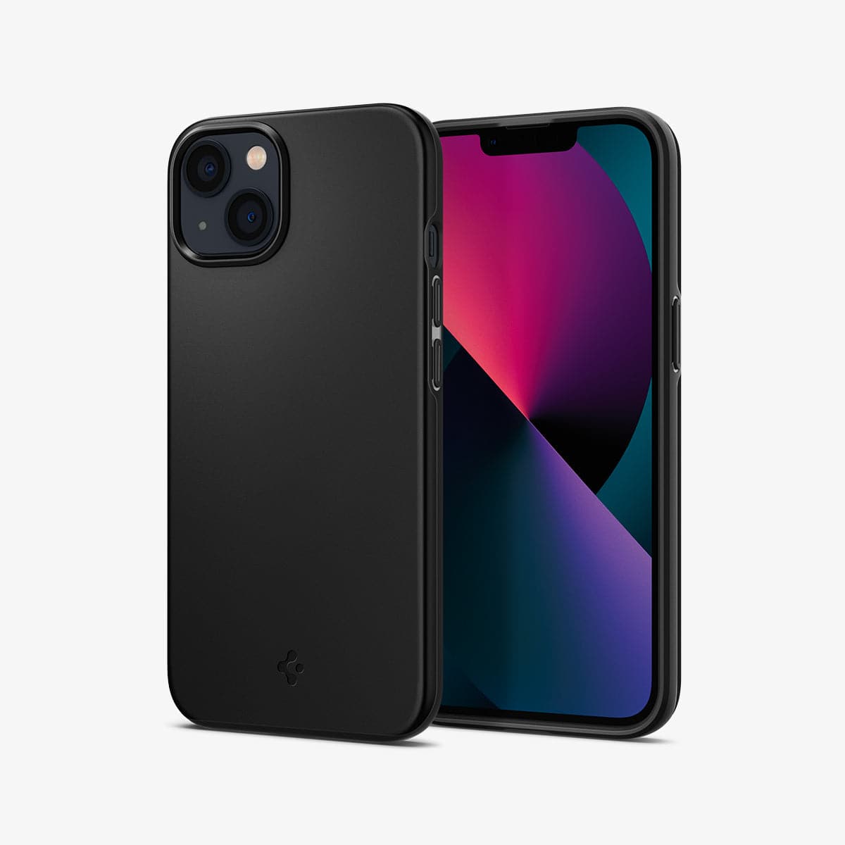 ACS03677 - iPhone 13 Case Thin Fit in black showing the back and front
