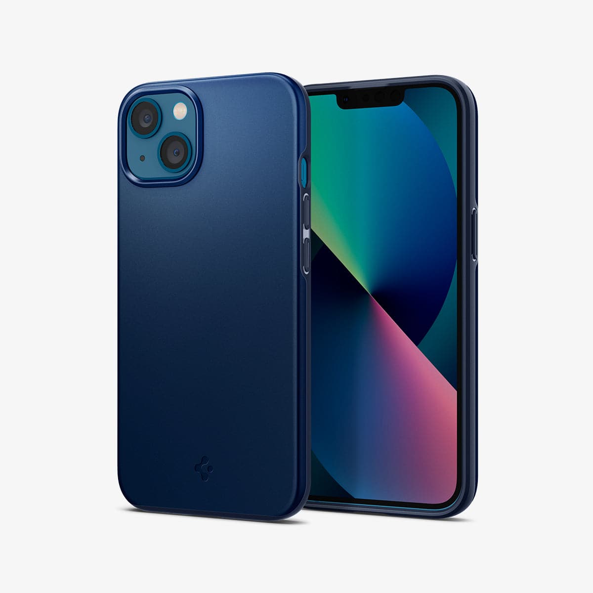 ACS03512 - iPhone 13 Case Thin Fit in navy blue showing the back and front