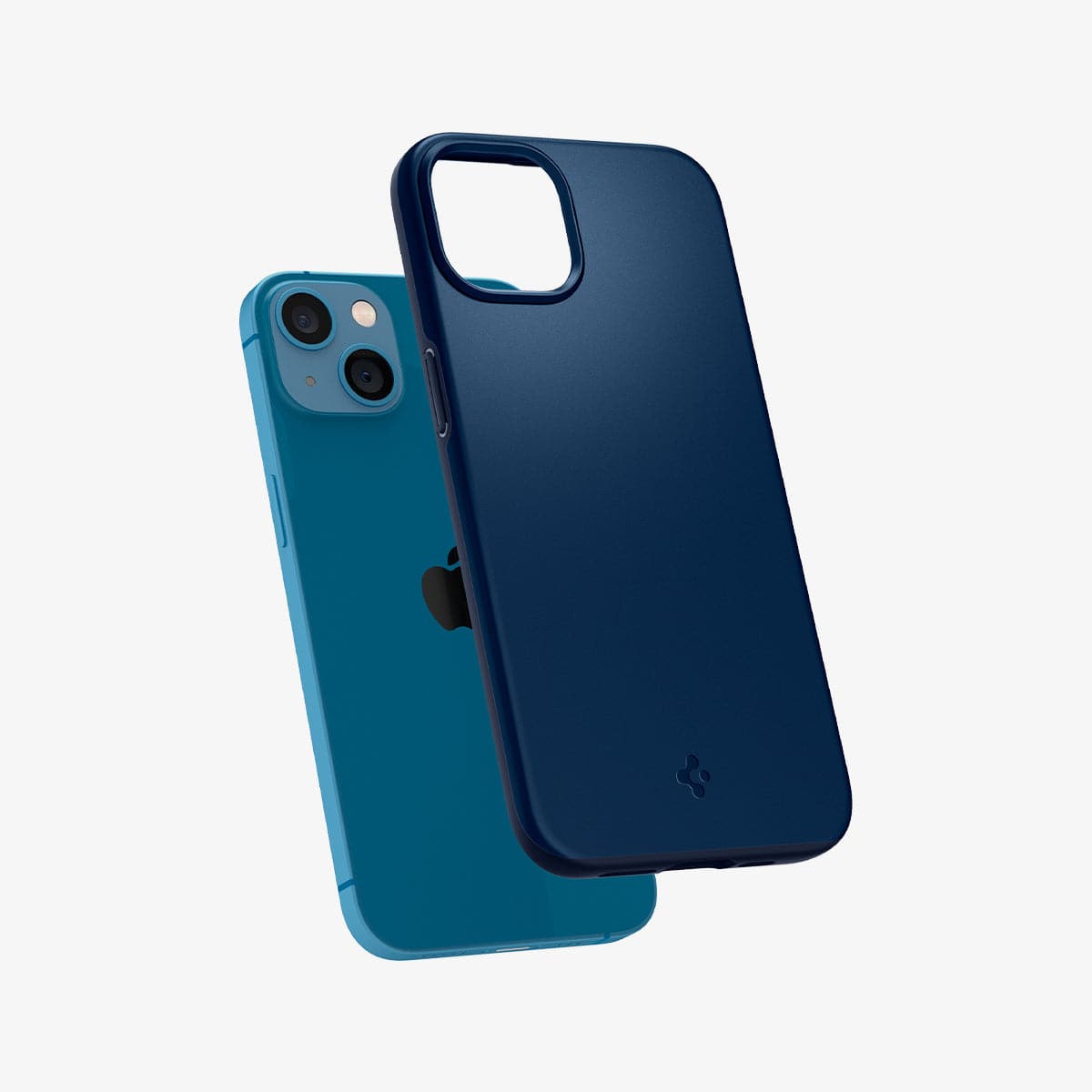 ACS03512 - iPhone 13 Case Thin Fit in navy blue showing the back with case hovering away from device