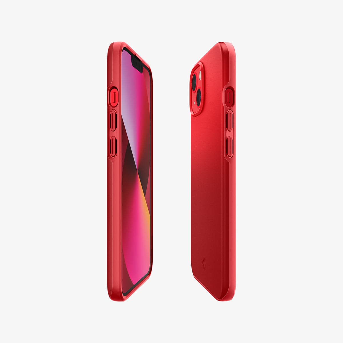 ACS03511 - iPhone 13 Case Thin Fit in red showing the sides, partial back and front
