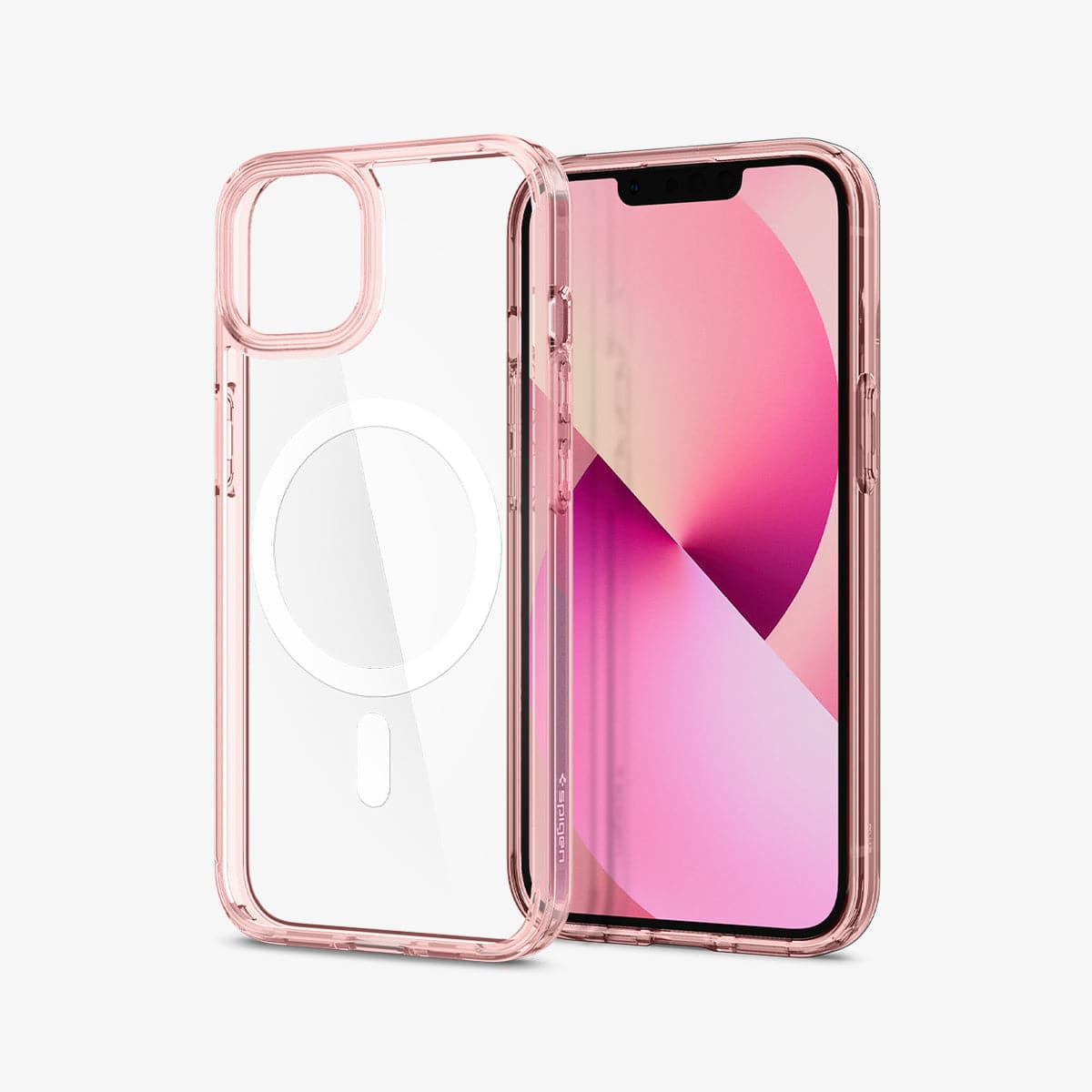 ACS03530 - iPhone 13 Case Ultra Hybrid Mag Safe Compatible in rose crystal showing the inside and front
