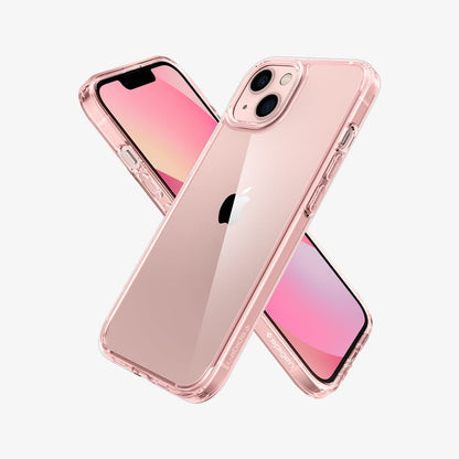 ACS03525 - iPhone 13 Case Ultra Hybrid in rose crystal showing the back, front and sides