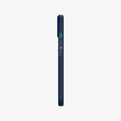 ACS03307 - iPhone 13 Mini Case Thin Fit in navy blue showing the side with volume controls