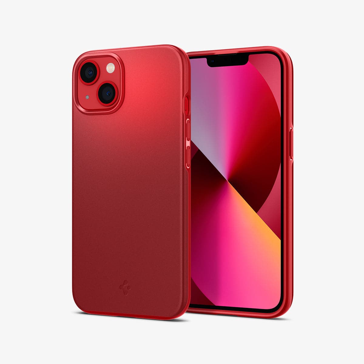 ACS03306 - iPhone 13 Mini Case Thin Fit in red showing the back and front