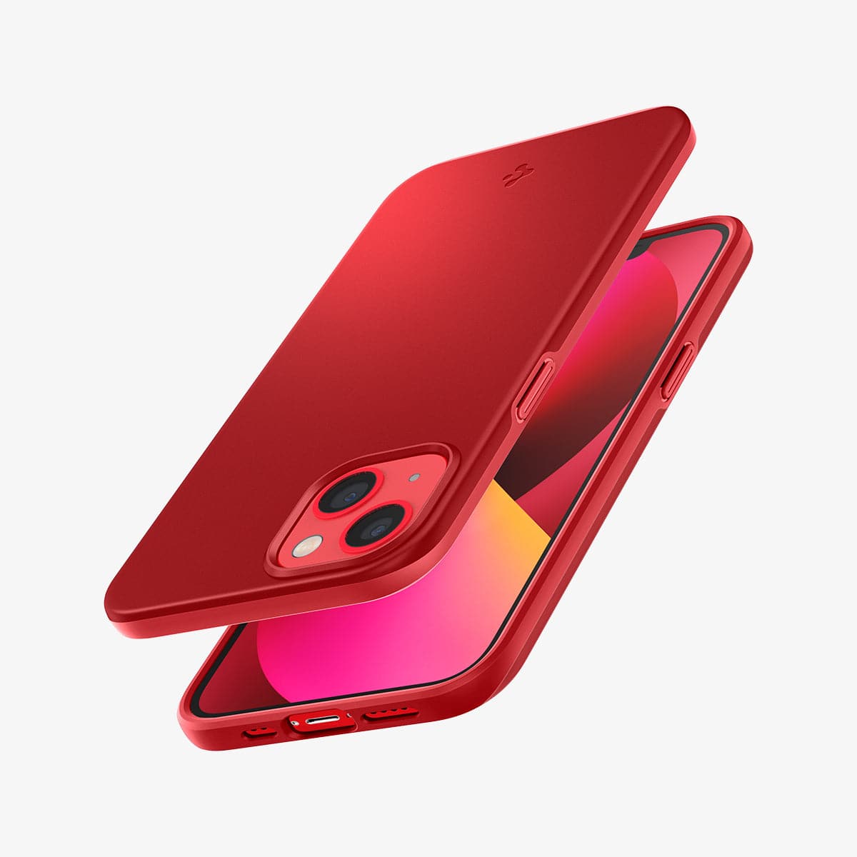 ACS03306 - iPhone 13 Mini Case Thin Fit in red showing the back, front, sides, top and bottom