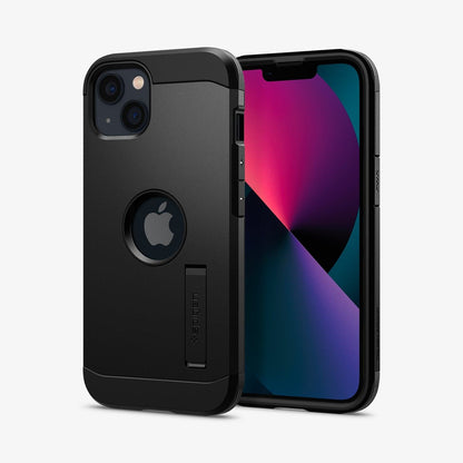 ACS03331 - iPhone 13 Mini Case Tough Armor in black showing the back and front