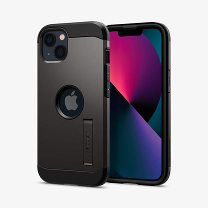 ACS03330 - iPhone 13 Mini Case Tough Armor in gunmetal showing the back and front
