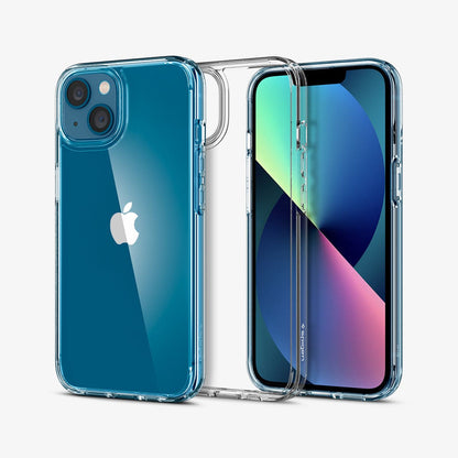 ACS03317 - iPhone 13 Mini Case Ultra Hybrid in crystal clear showing the back, inside and front