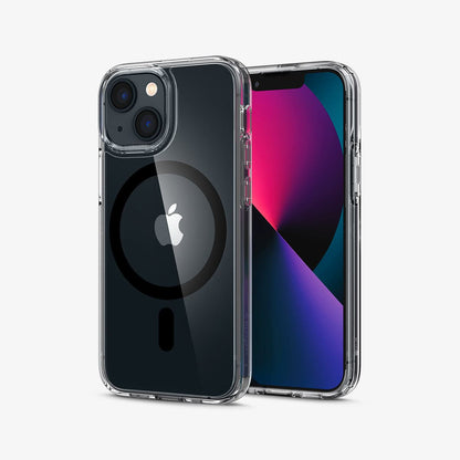 ACS03323 - iPhone 13 Mini Case Ultra Hybrid Mag Safe Compatible in black showing the back and front