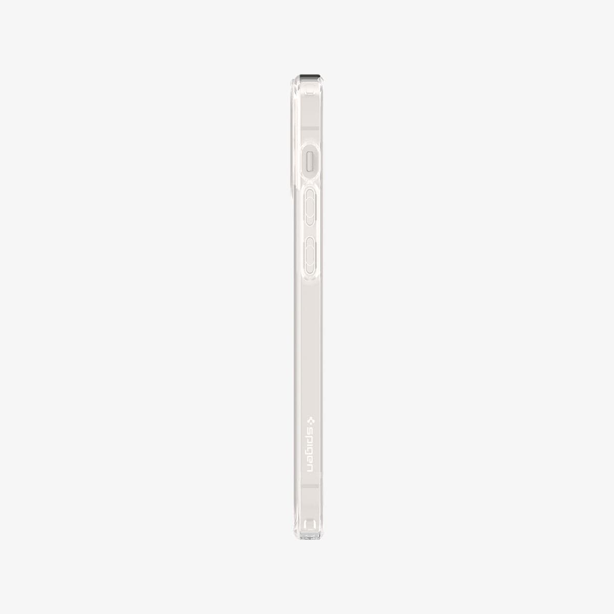 ACS03322 - iPhone 13 Mini Case Ultra Hybrid Mag Safe Compatible in white showing the side with volume controls