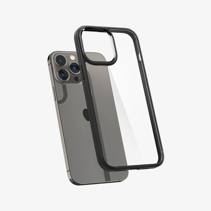 ACS03205 - iPhone 13 Pro Max Case Ultra Hybrid in matte black showing the back with case hovering away from device