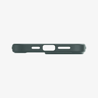 ACS04558 - iPhone 13 Pro Max Case Ultra Hybrid in midnight green showing the bottom with precise cutouts