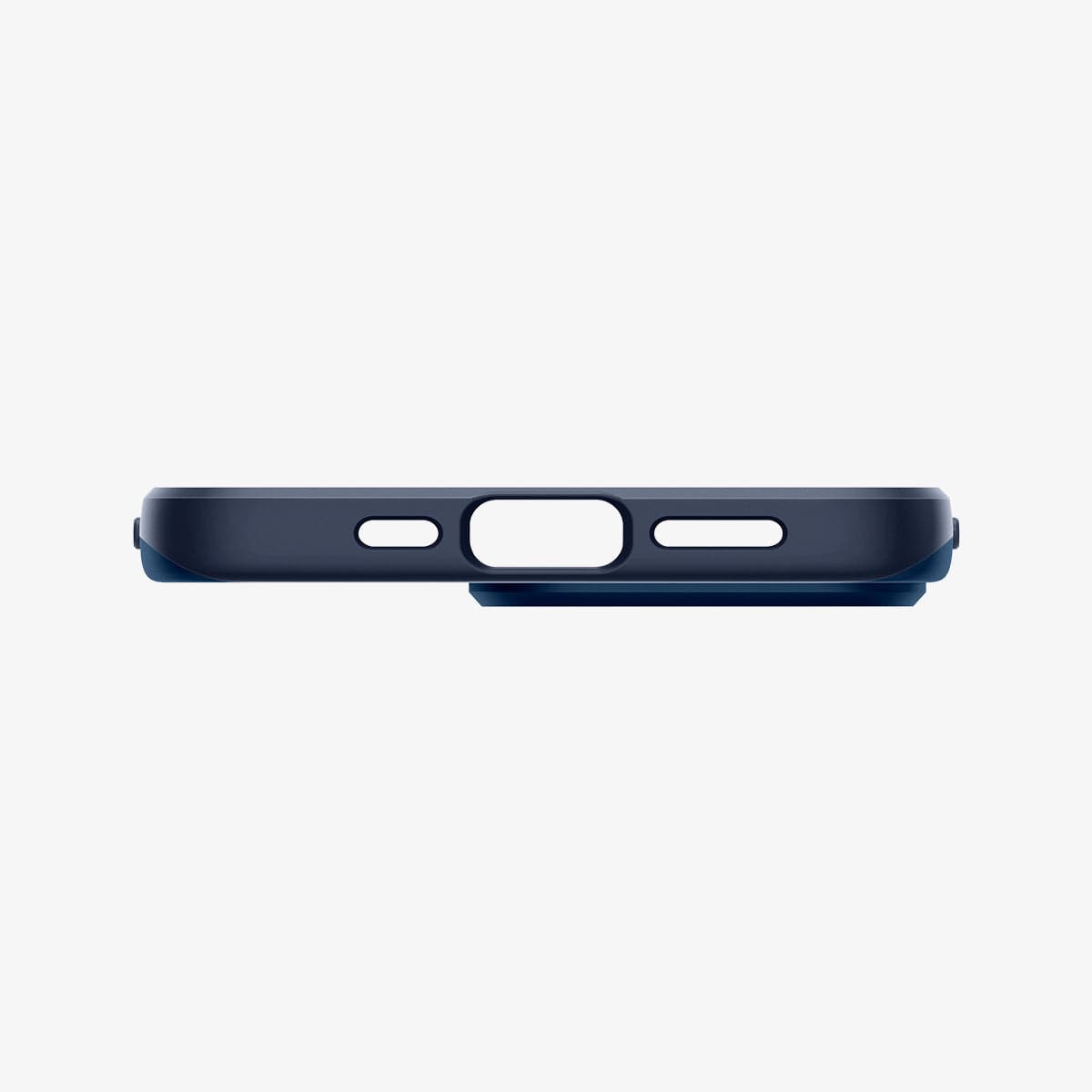 ACS03250 - iPhone 13 Pro Case Thin Fit in navy blue showing the bottom with precise cutouts