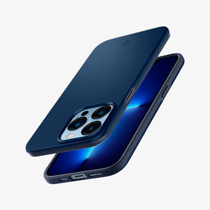 ACS03250 - iPhone 13 Pro Case Thin Fit in navy blue showing the back, front, sides, top and bottom