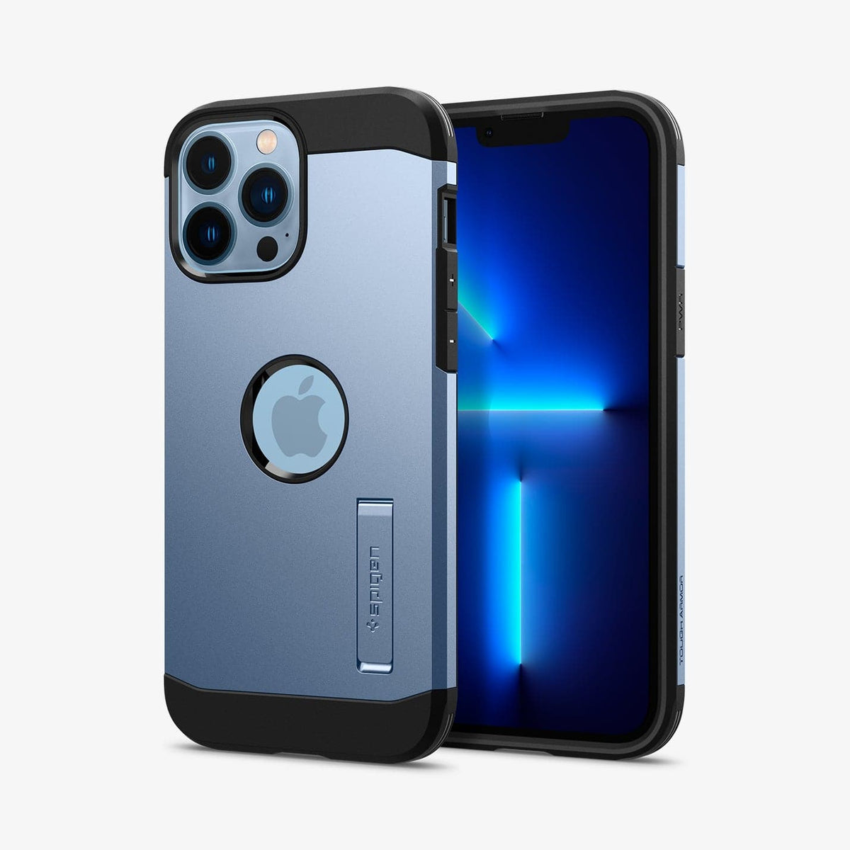ACS03839 - iPhone 13 Pro Case Tough Armor in sierra blue showing the back and front