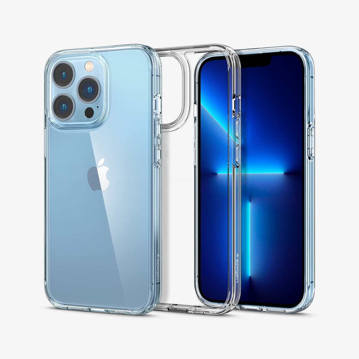 ACS03261 - iPhone 13 Pro Case Ultra Hybrid in crystal clear showing the back, inside and front