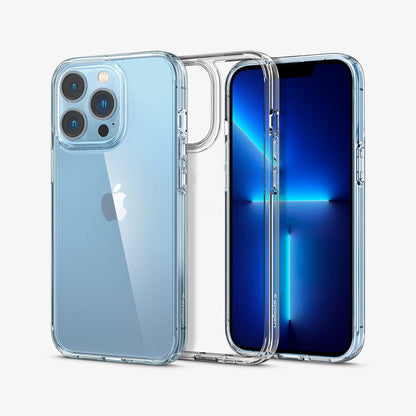 ACS03261 - iPhone 13 Pro Case Ultra Hybrid in crystal clear showing the back, inside and front