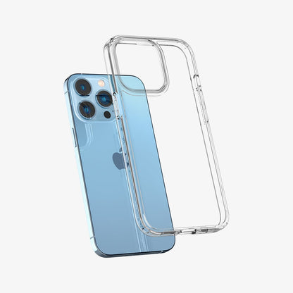 ACS03261 - iPhone 13 Pro Case Ultra Hybrid in crystal clear showing the back with case hovering away from device