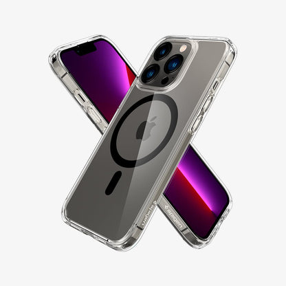 ACS03268 - iPhone 13 Pro Case Ultra Hybrid Mag Safe Compatible in black showing the back, front and sides