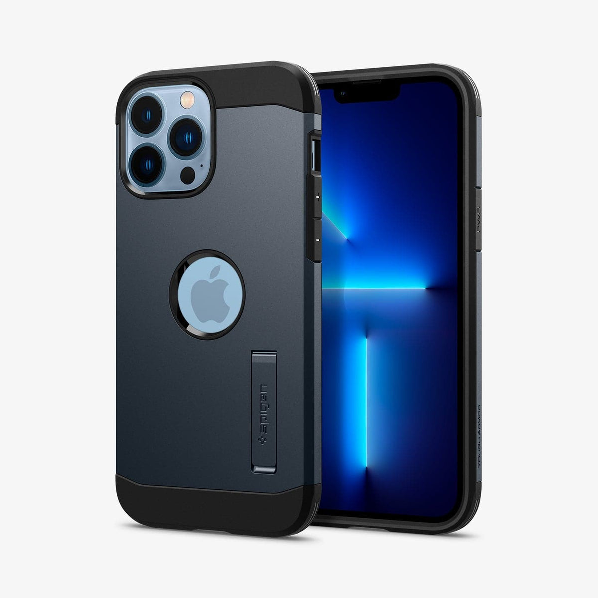 ACS03223 - iPhone 13 Pro Max Case Tough Armor in metal slate showing the back and front
