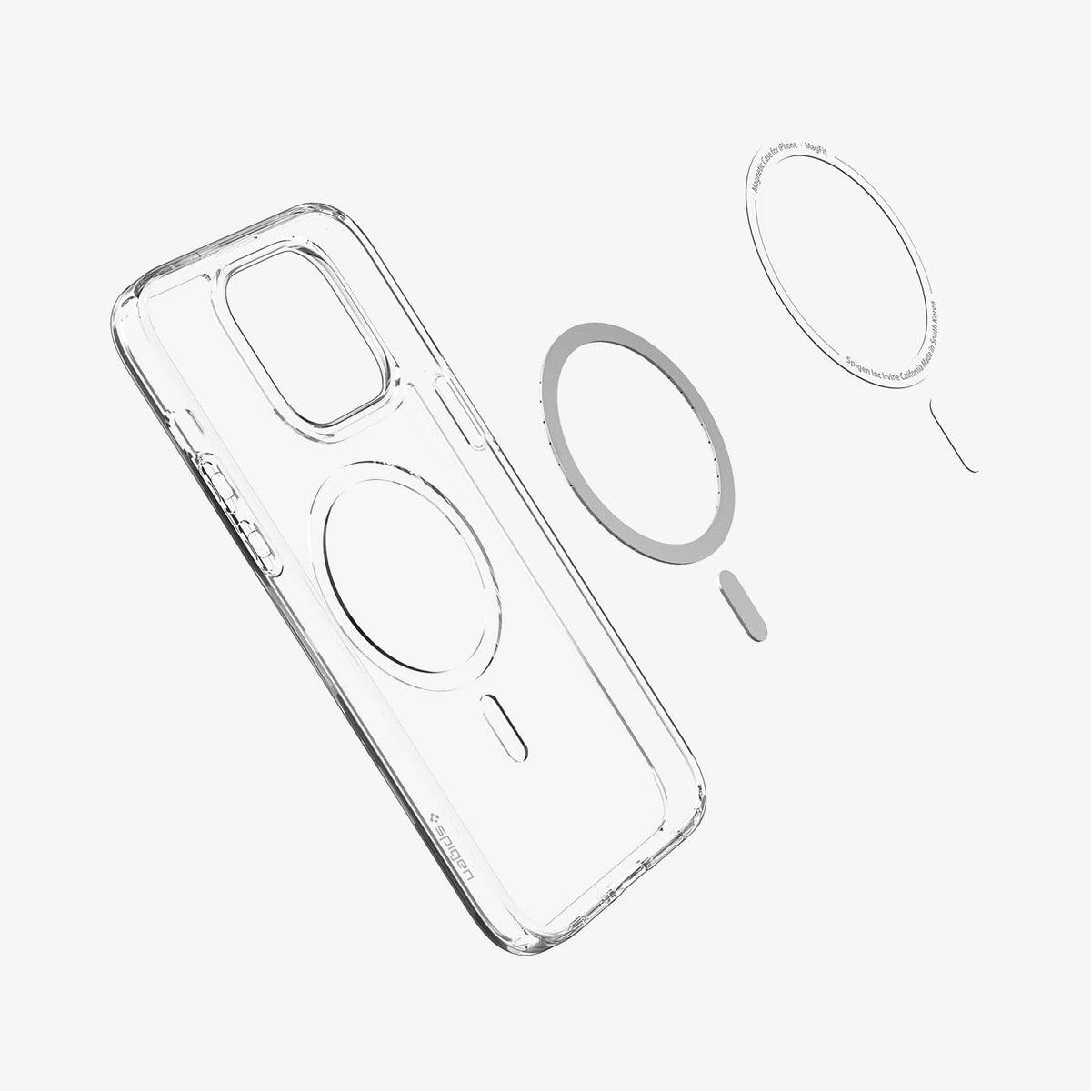 ACS04971 - iPhone 14 Pro Case Ultra Hybrid (MagFit) in carbon fiber showing the inside and its magnetic layers