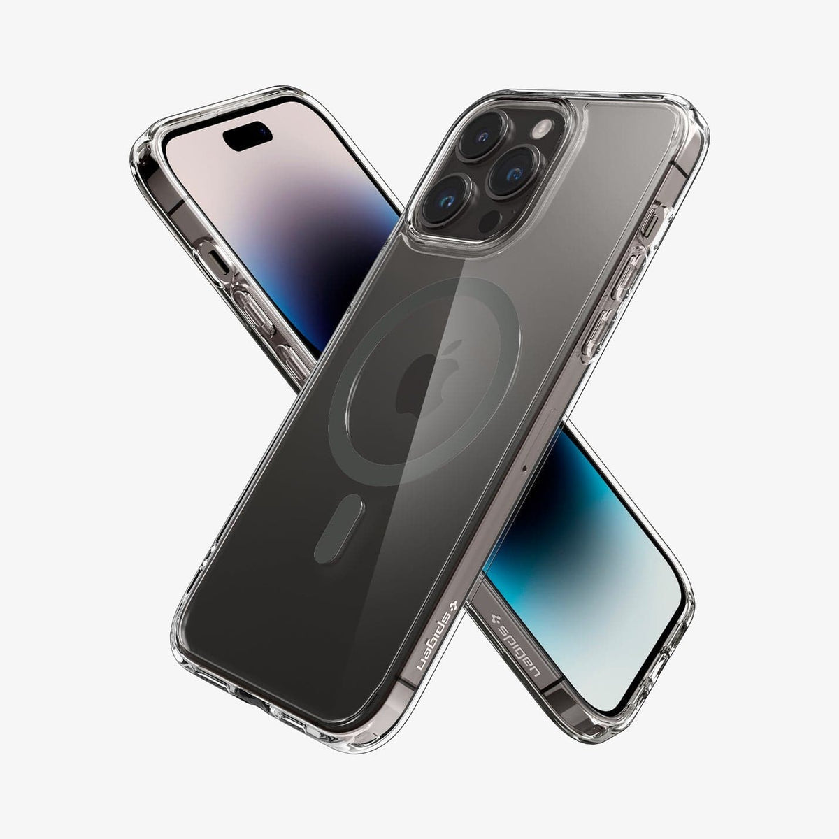 ACS04970 - iPhone 14 Pro Case Ultra Hybrid (MagFit) in graphite showing the back, sides and front
