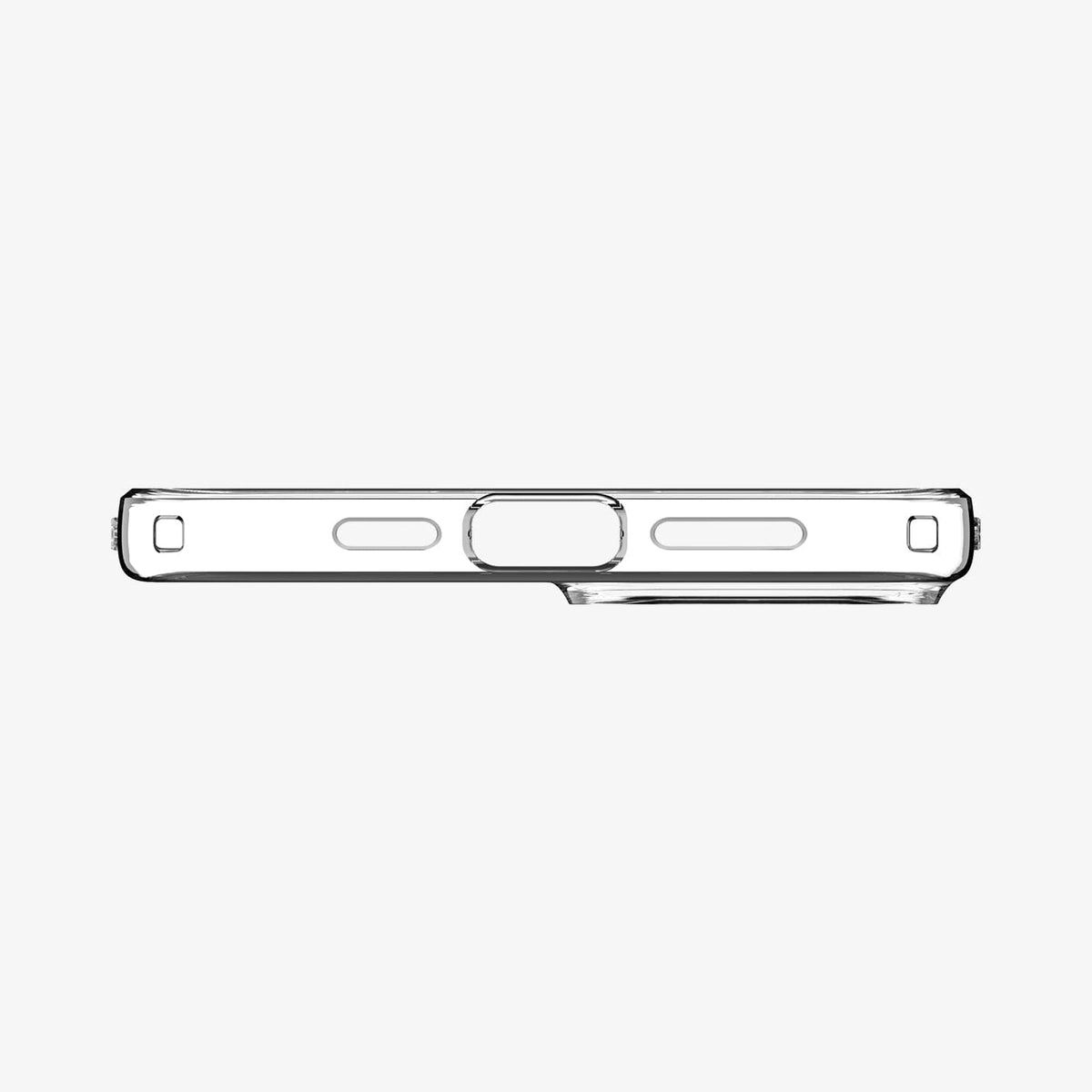 ACS06786 - iPhone 15 Case Liquid Crystal in crystal clear showing the bottom with precise cutouts