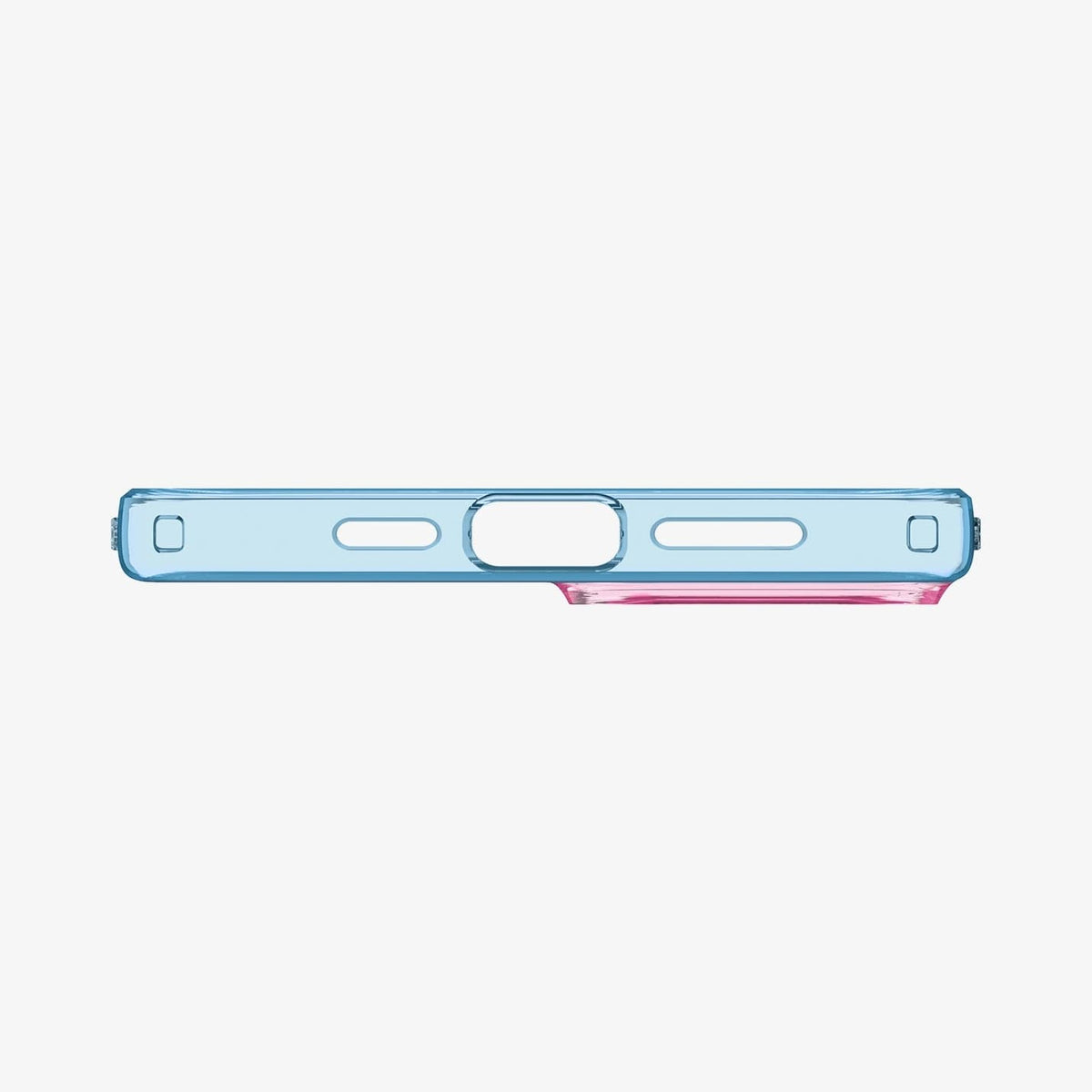 ACS06787 - iPhone 15 Case Liquid Crystal in gradation pink showing the bottom with precise cutouts