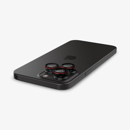 AGL05217 - iPhone 15 Pro / 15 Pro Max Optik Pro Lens Protector L-series showing the lens protector hovering over the camera lens