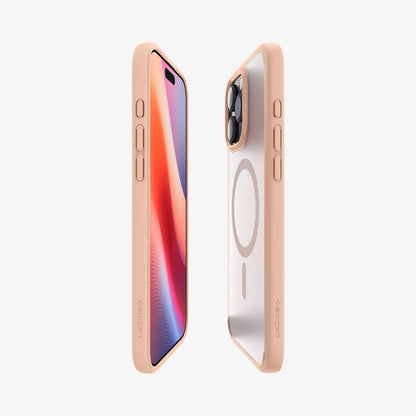 ACS08694 - iPhone 16 Pro Case Ultra Hybrid (MagFit) in Frost Rose Titanium showing the partial front, partial back and sides