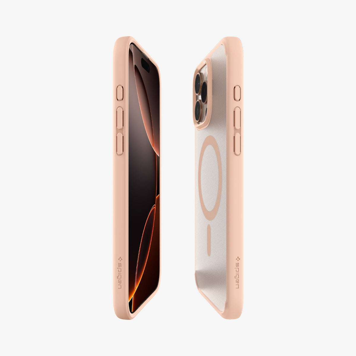 ACS09071 - iPhone 16 Pro Case Ultra Hybrid T (MagFit + Camera Control) in Frost Rose Titanium showing the sides, partial front and back
