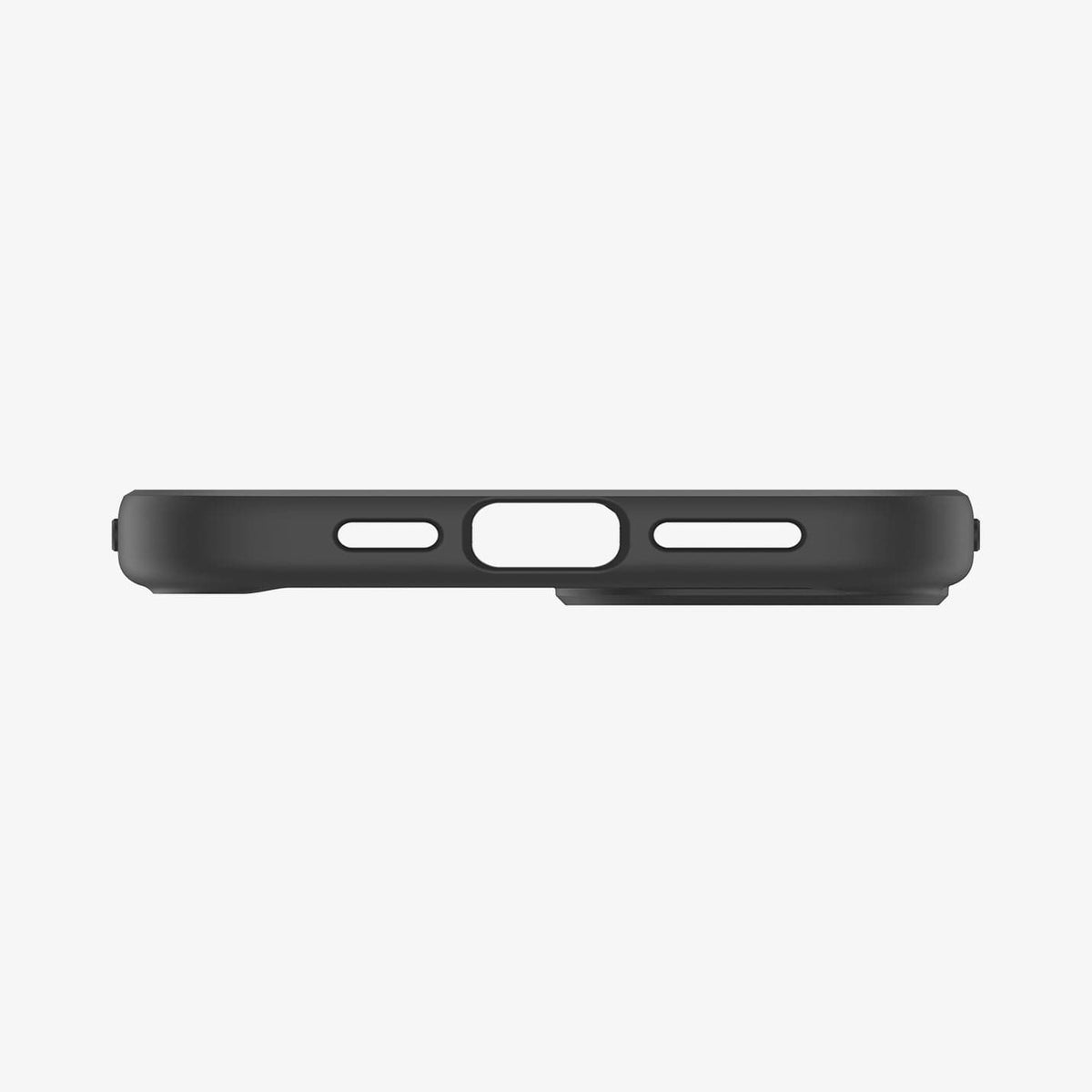 ACS06799 - iPhone 15 Case Ultra Hybrid in matte black showing the bottom with precise cutouts