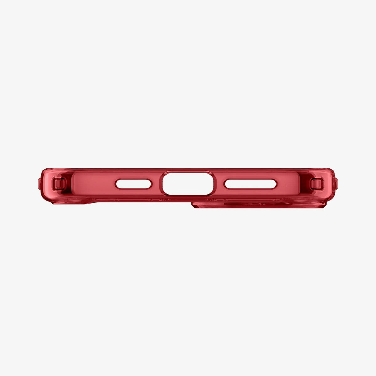 ACS06794 - iPhone 15 Case Ultra Hybrid in red crystal showing the bottom with precise cutouts