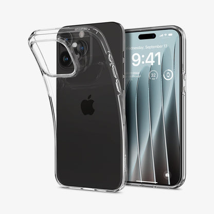 ACS06699 - iPhone 15 Pro Case Liquid Crystal in crystal clear showing the back and front