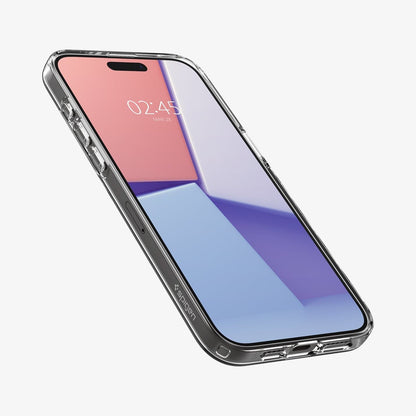 ACS06699 - iPhone 15 Pro Case Liquid Crystal in crystal clear showing the front and side