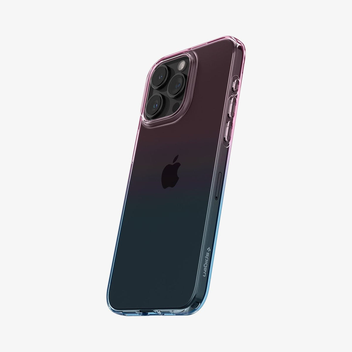 ACS06700 - iPhone 15 Pro Case Liquid Crystal in gradation pink showing the back and side