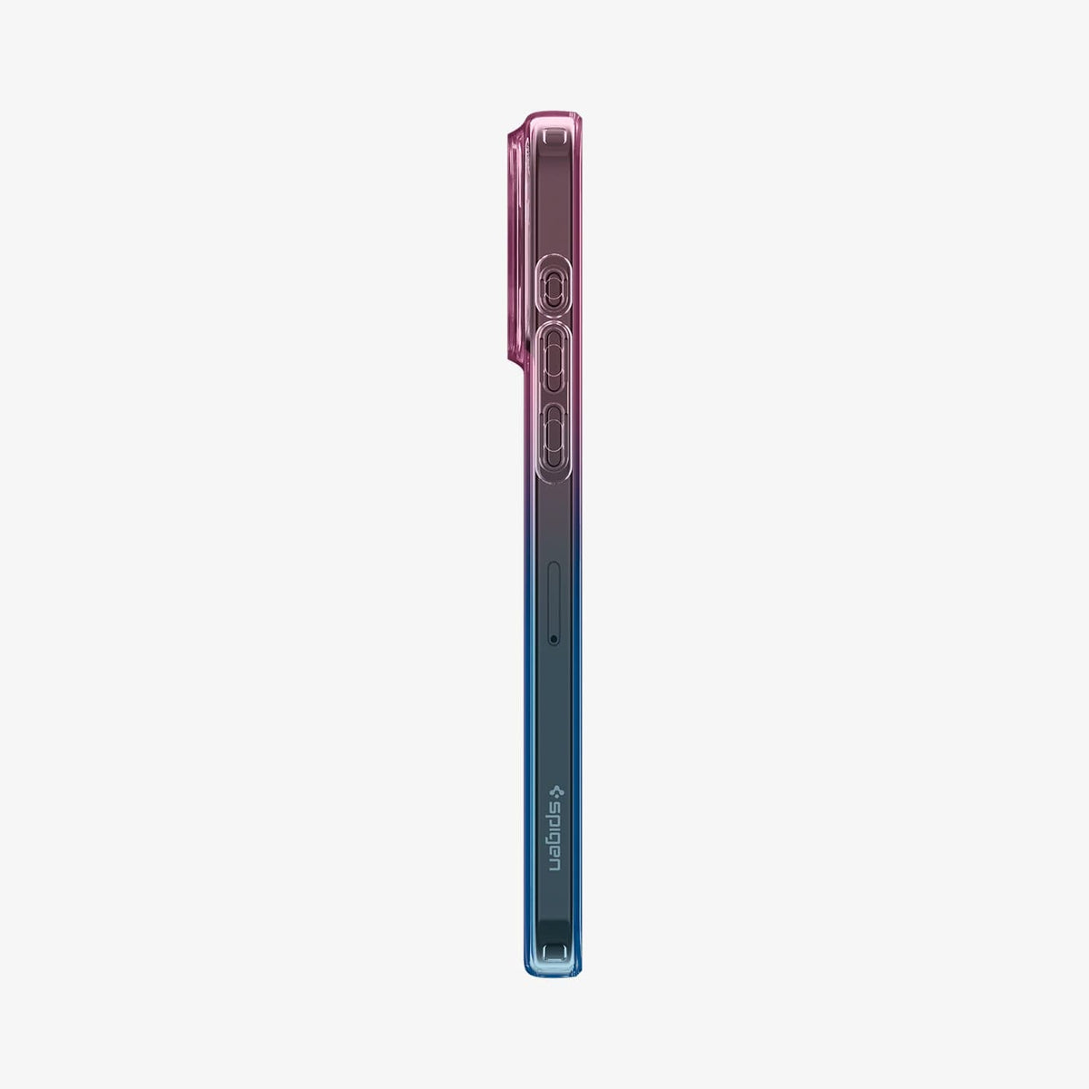 ACS06700 - iPhone 15 Pro Case Liquid Crystal in gradation pink showing the side with volume controls