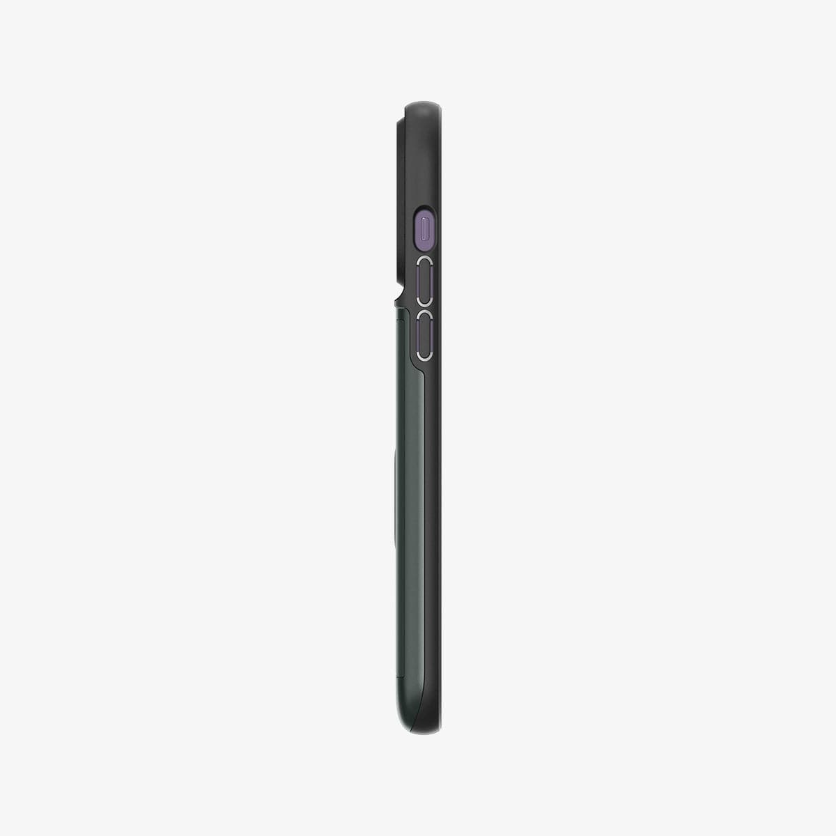 ACS04983 - iPhone 14 Pro Case Slim Armor CS in abyss green showing the side with volume controls