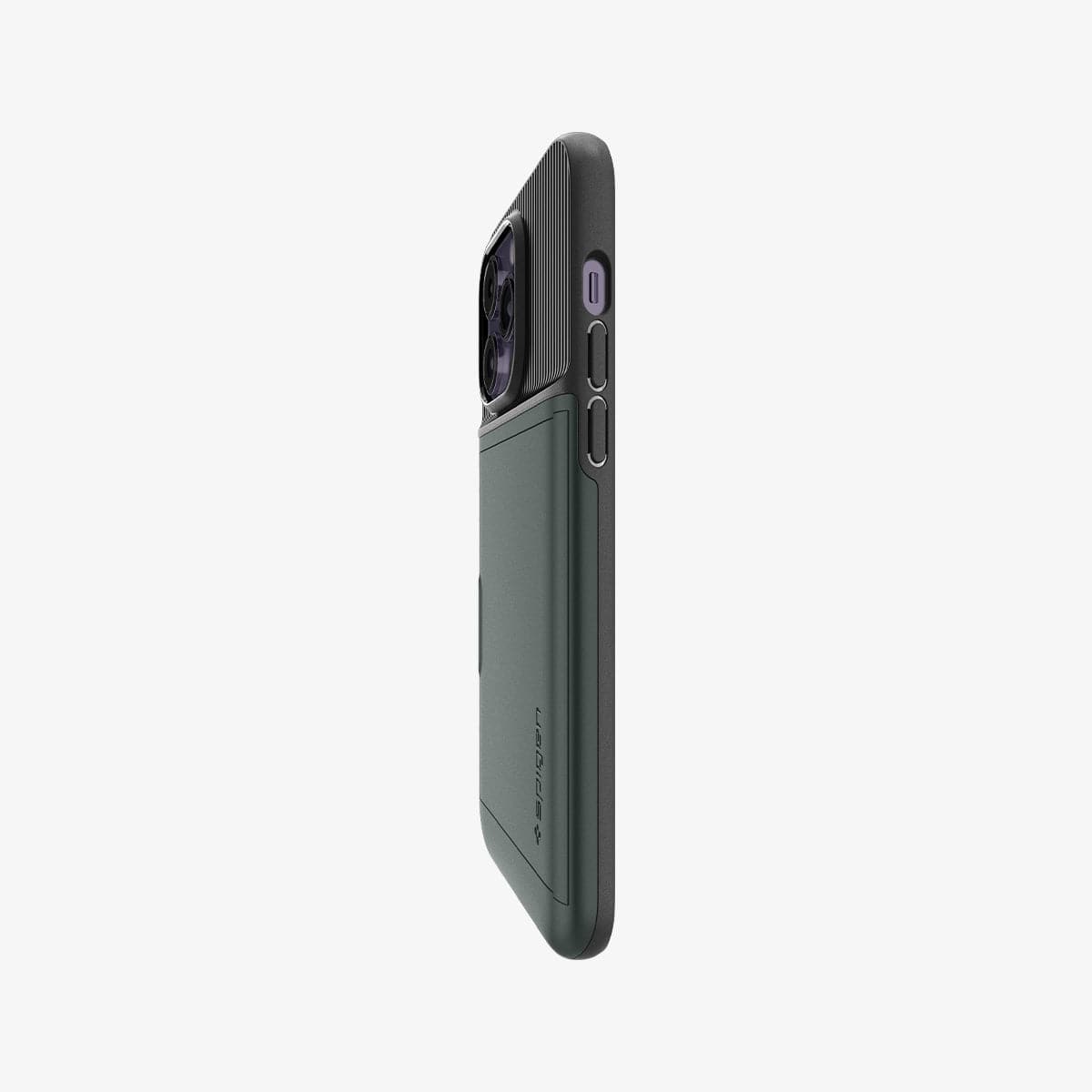 ACS04983 - iPhone 14 Pro Case Slim Armor CS in abyss green showing the side and partial back