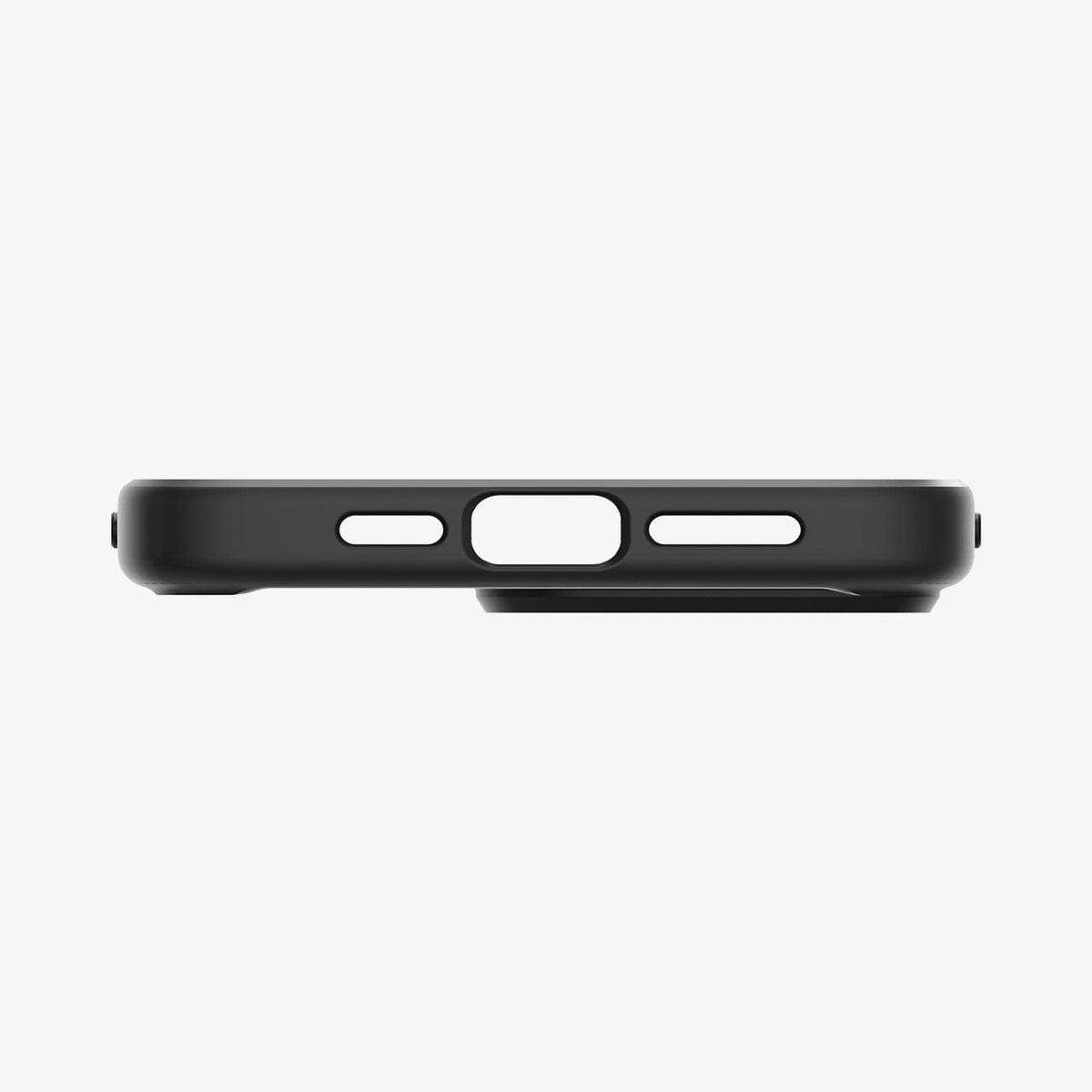 ACS06713 - iPhone 15 Pro Case Ultra Hybrid in matte black showing the bottom with precise cutouts