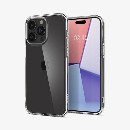 ACS06707 - iPhone 15 Pro Case Ultra Hybrid in crystal clear showing the back and front