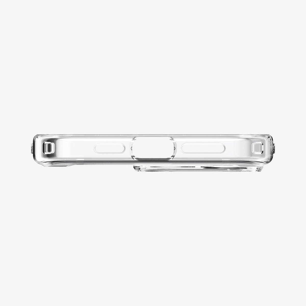 ACS06707 - iPhone 15 Pro Case Ultra Hybrid in crystal clear showing the bottom with precise cutouts