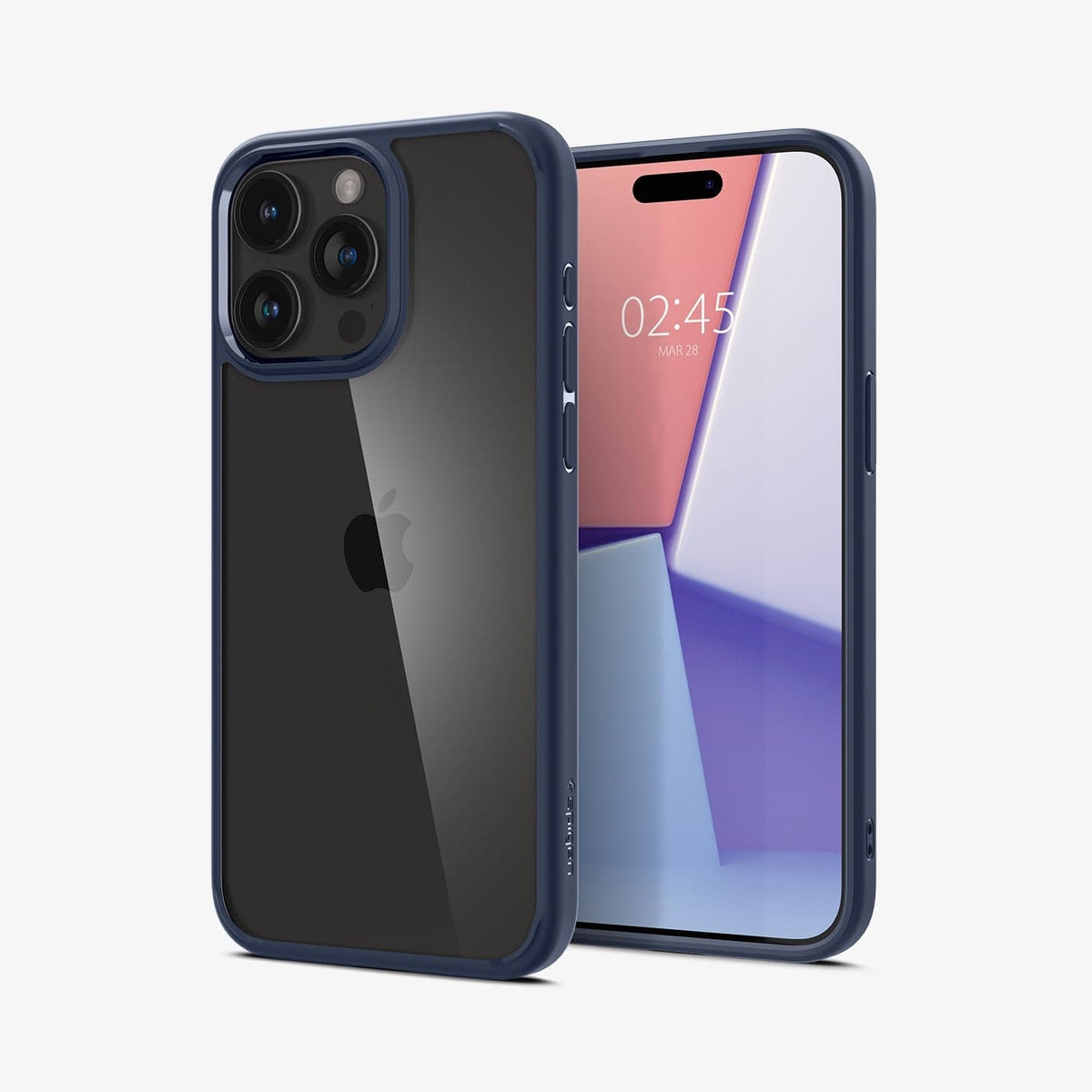 ACS06711 - iPhone 15 Pro Case Ultra Hybrid in navy blue showing the back and front