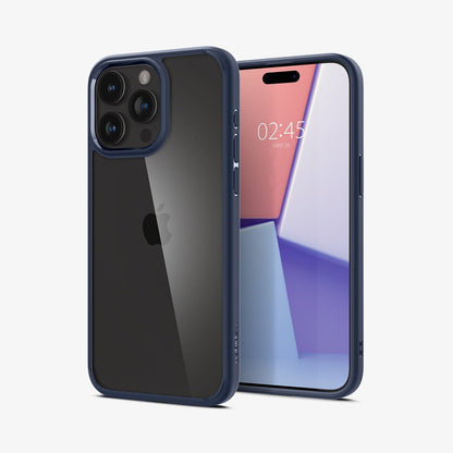 ACS06711 - iPhone 15 Pro Case Ultra Hybrid in navy blue showing the back and front