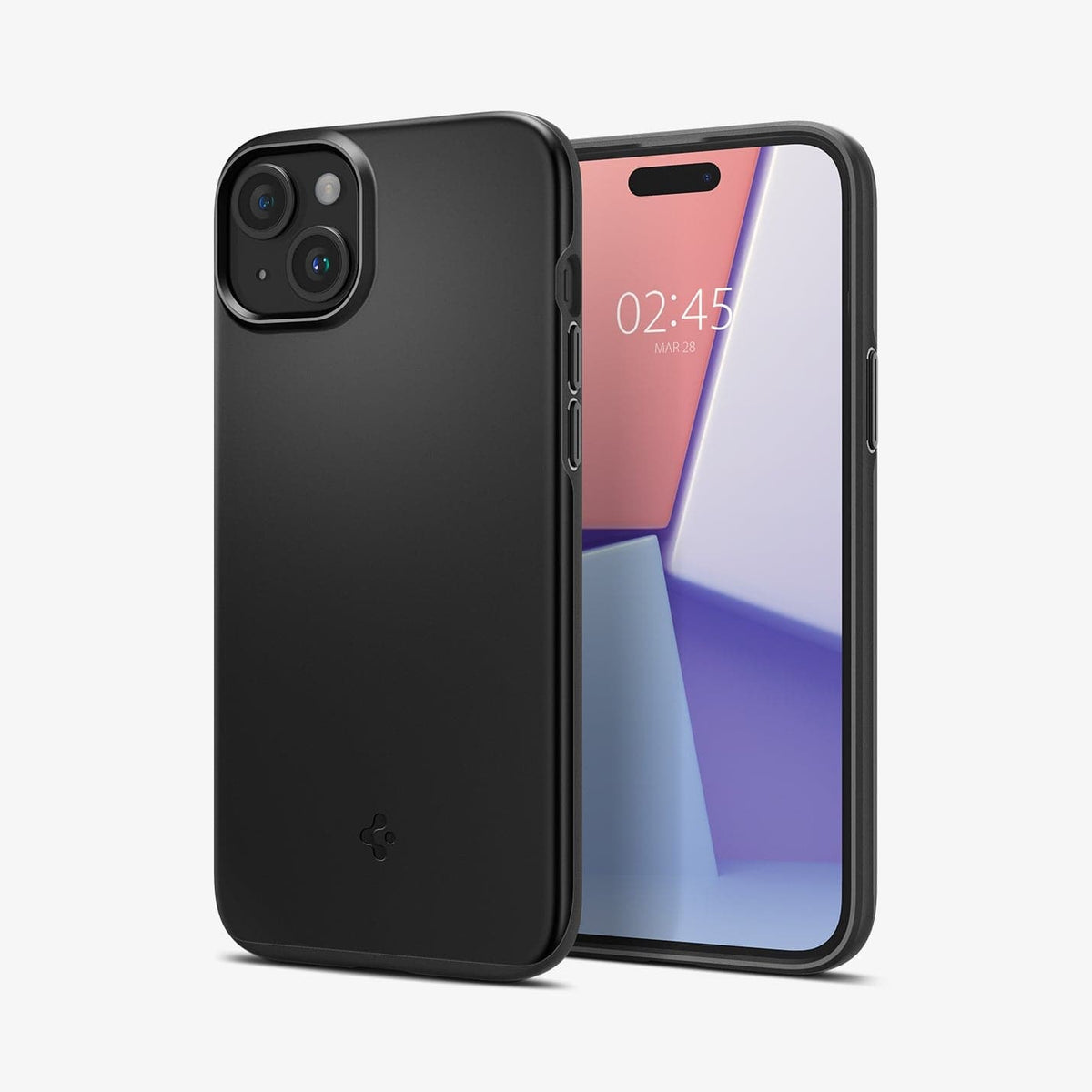 ACS06639 - iPhone 15 Plus Case Thin Fit in black showing the back and front