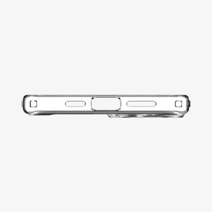 ACS06653 - iPhone 15 Plus Case Ultra Hybrid in crystal clear showing the bottom with precise cutouts